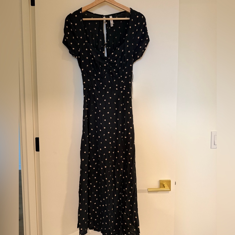 RVCA Secrets Black and White Polka Dot Maxi Dress